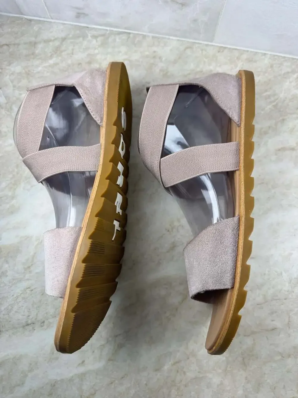 Sorel Ella II Blush Elastic Strap Comfort Sandals Size 10.5